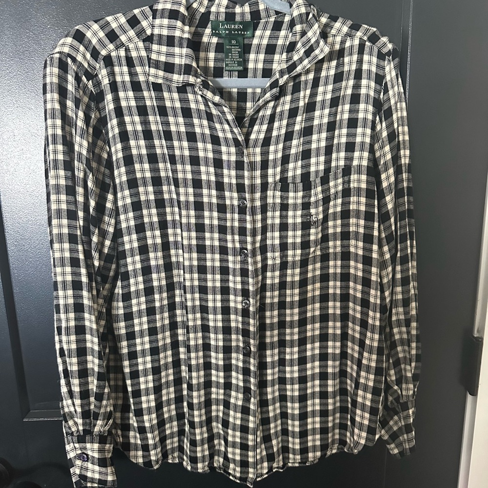 Ralph Lauren Black and White Checkered Women’s Shirt